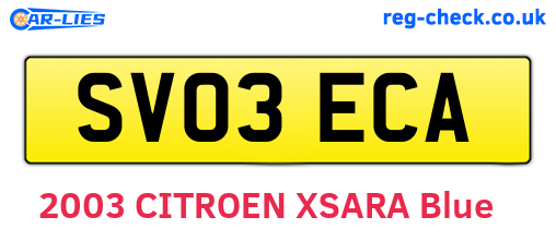 SV03ECA are the vehicle registration plates.