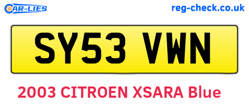 SY53VWN are the vehicle registration plates.