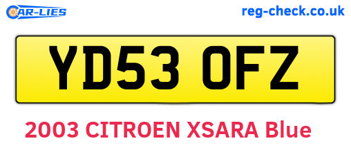 YD53OFZ are the vehicle registration plates.