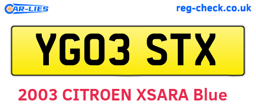 YG03STX are the vehicle registration plates.