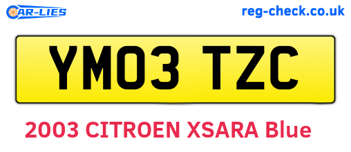 YM03TZC are the vehicle registration plates.