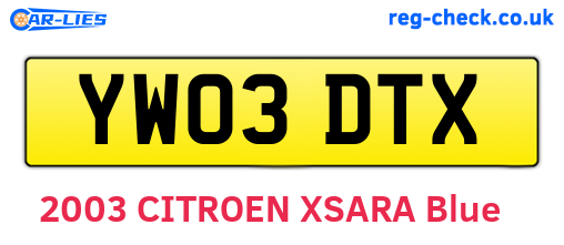 YW03DTX are the vehicle registration plates.