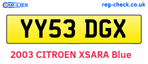 YY53DGX are the vehicle registration plates.