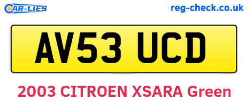 AV53UCD are the vehicle registration plates.