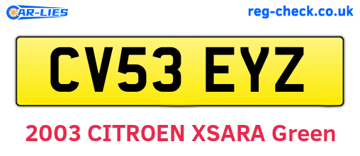CV53EYZ are the vehicle registration plates.