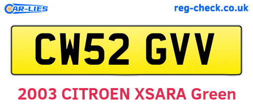 CW52GVV are the vehicle registration plates.