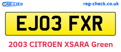 EJ03FXR are the vehicle registration plates.