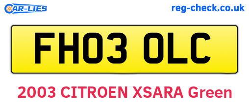 FH03OLC are the vehicle registration plates.