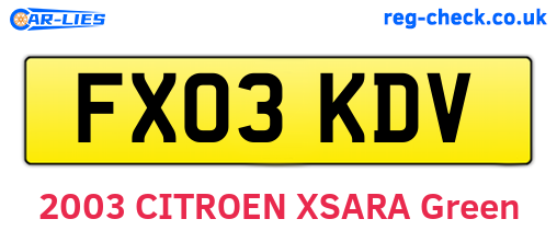 FX03KDV are the vehicle registration plates.
