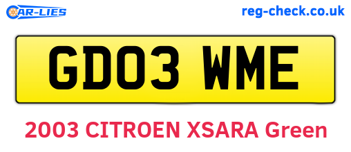GD03WME are the vehicle registration plates.