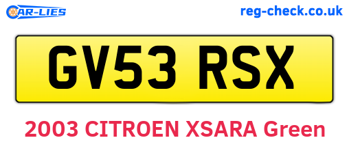 GV53RSX are the vehicle registration plates.