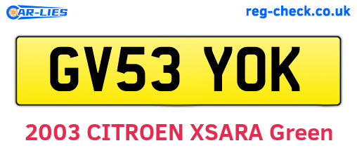 GV53YOK are the vehicle registration plates.