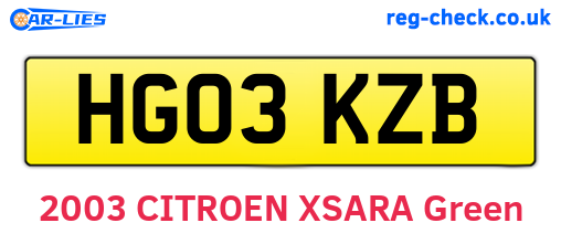 HG03KZB are the vehicle registration plates.