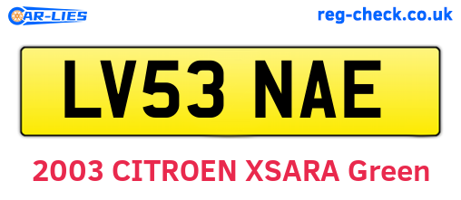 LV53NAE are the vehicle registration plates.