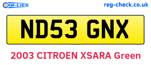 ND53GNX are the vehicle registration plates.