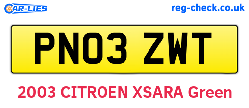 PN03ZWT are the vehicle registration plates.