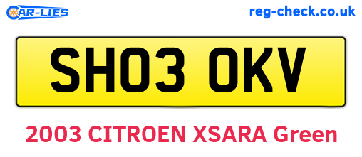SH03OKV are the vehicle registration plates.