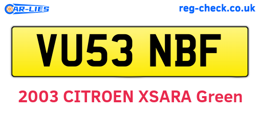 VU53NBF are the vehicle registration plates.