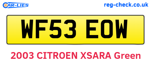 WF53EOW are the vehicle registration plates.