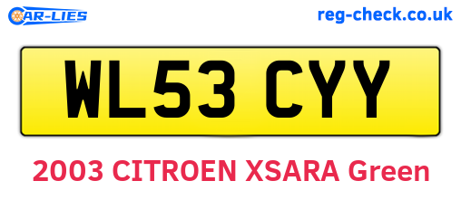 WL53CYY are the vehicle registration plates.