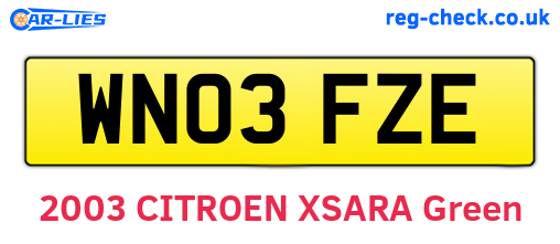 WN03FZE are the vehicle registration plates.