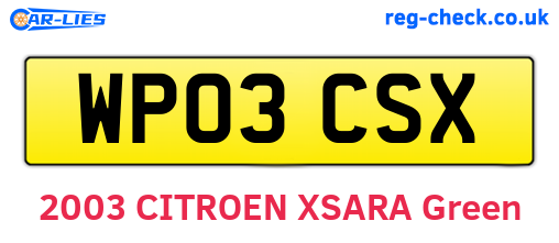 WP03CSX are the vehicle registration plates.