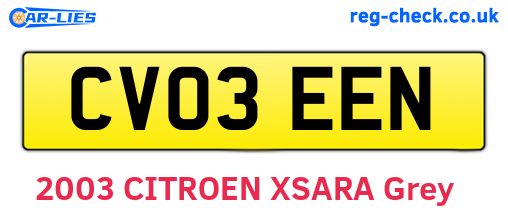 CV03EEN are the vehicle registration plates.