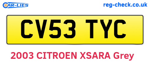 CV53TYC are the vehicle registration plates.
