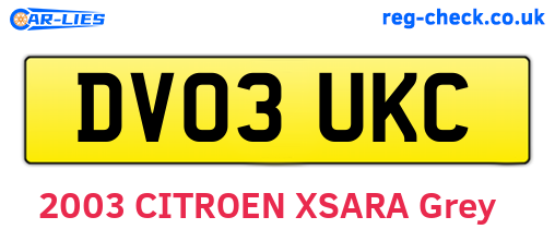 DV03UKC are the vehicle registration plates.