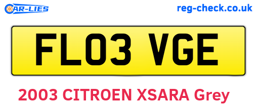 FL03VGE are the vehicle registration plates.