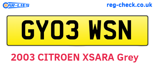 GY03WSN are the vehicle registration plates.
