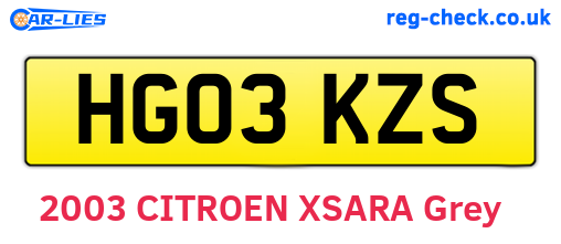 HG03KZS are the vehicle registration plates.