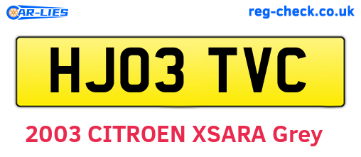 HJ03TVC are the vehicle registration plates.