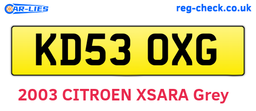 KD53OXG are the vehicle registration plates.
