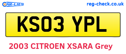 KS03YPL are the vehicle registration plates.