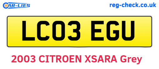 LC03EGU are the vehicle registration plates.