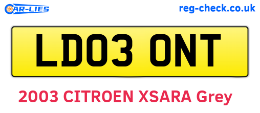 LD03ONT are the vehicle registration plates.