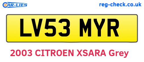 LV53MYR are the vehicle registration plates.