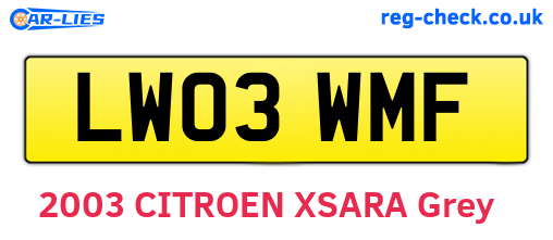 LW03WMF are the vehicle registration plates.