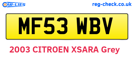 MF53WBV are the vehicle registration plates.