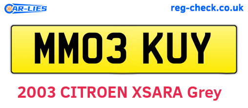 MM03KUY are the vehicle registration plates.