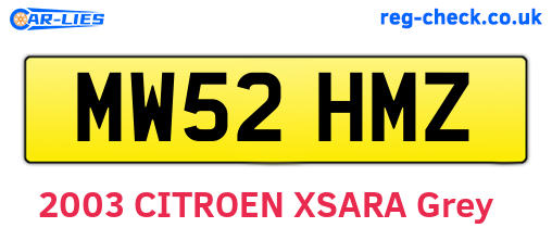 MW52HMZ are the vehicle registration plates.