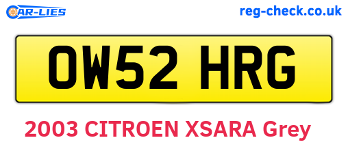 OW52HRG are the vehicle registration plates.