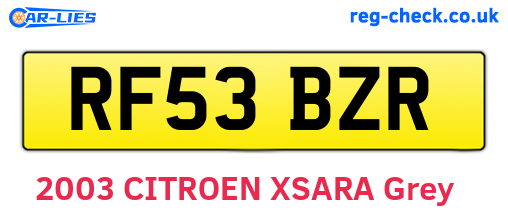 RF53BZR are the vehicle registration plates.