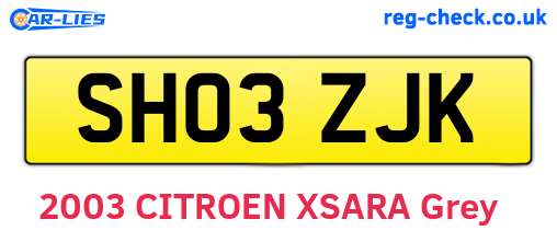 SH03ZJK are the vehicle registration plates.