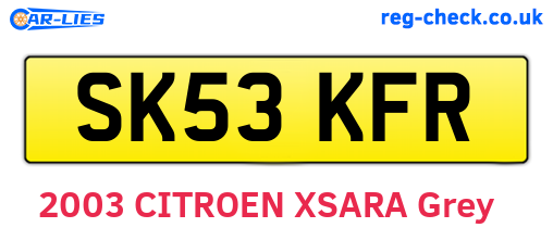 SK53KFR are the vehicle registration plates.