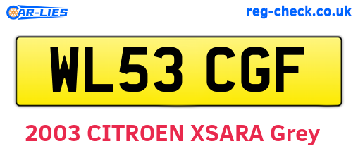 WL53CGF are the vehicle registration plates.