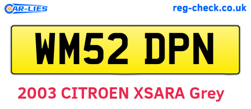 WM52DPN are the vehicle registration plates.