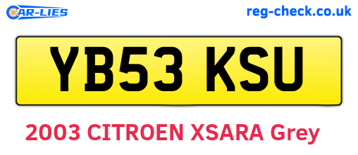 YB53KSU are the vehicle registration plates.