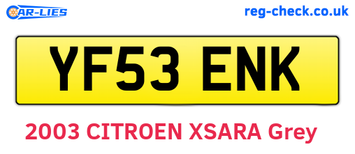 YF53ENK are the vehicle registration plates.